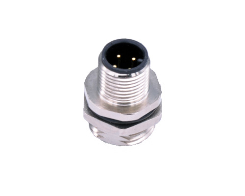 M12 Male Connector, Panel Mount, Rear Thread PG9, 4 5 8 12 Pin