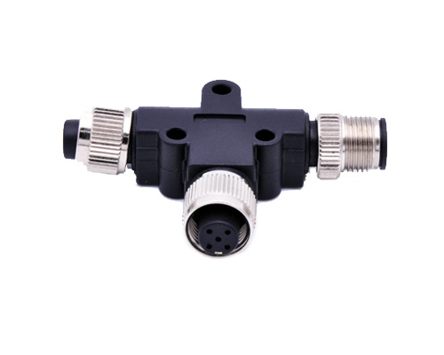 M12 T Coupler, Female-Male-Female Adapter, 3 ways Splitters 