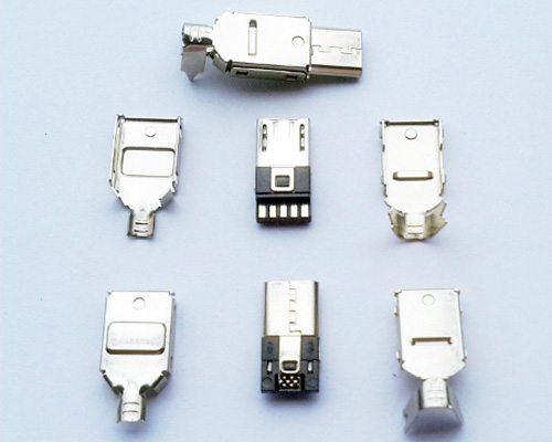 Micro Usb Connector, Five pads in one side, Three-pieces suit
