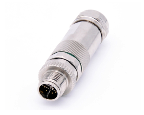 M12 X Coded Connector, Field Installation, Gigabit Ethernet Male Connector